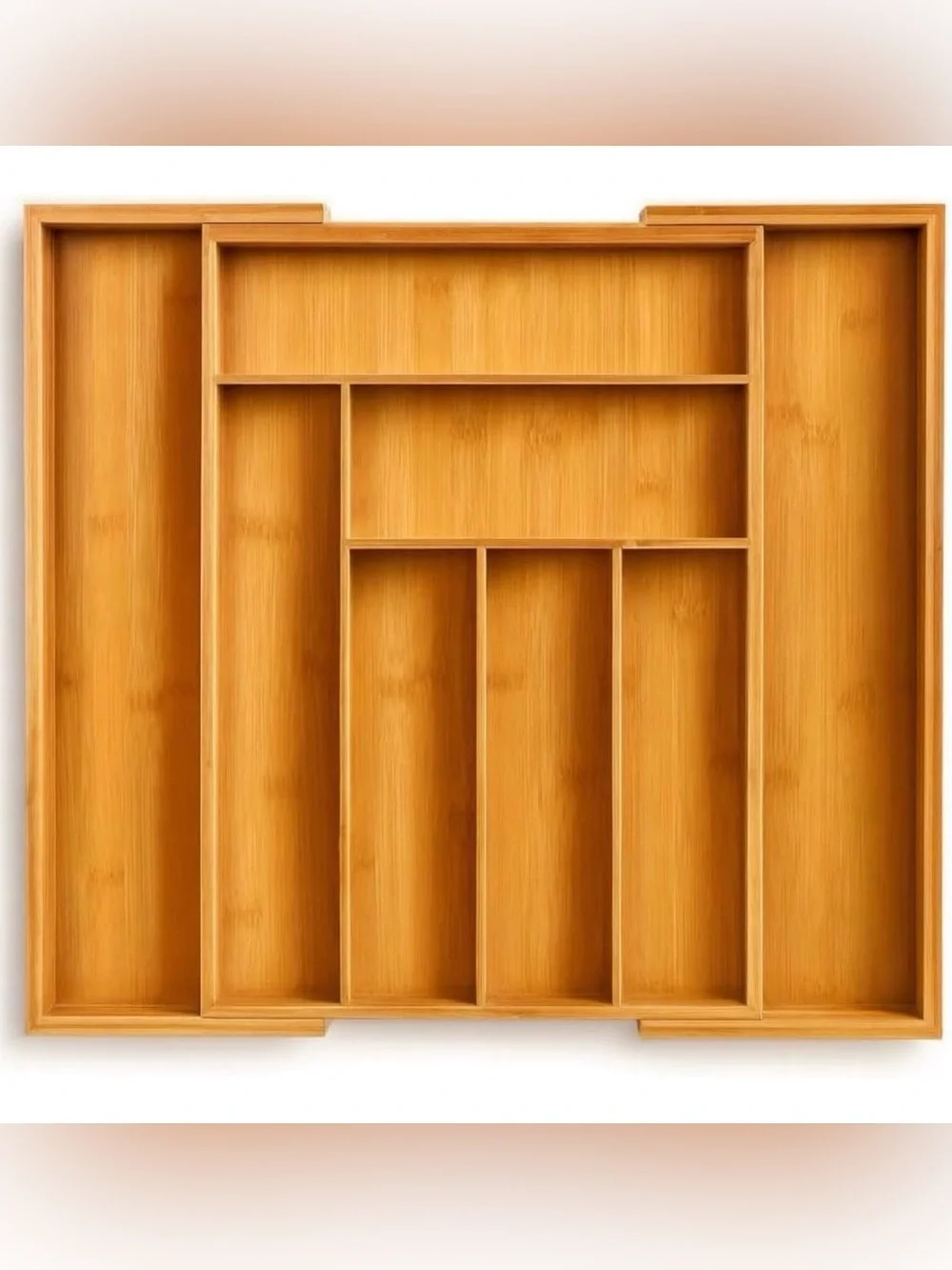 100% Bamboo Expandable Drawer Organizer - Natural Bamboo Kitchen Storage